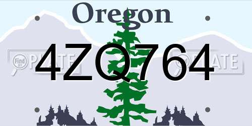 4ZQ764 Oregon License Plate