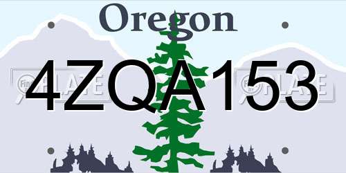 4ZQA153 Oregon License Plate