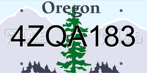 4ZQA183 Oregon License Plate