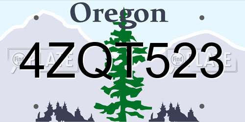 4ZQT523 Oregon License Plate