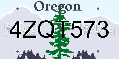 4ZQT573 Oregon License Plate