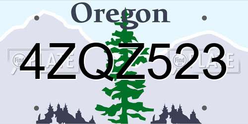 4ZQZ523 Oregon License Plate