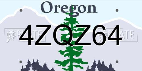 4ZQZ64 Oregon License Plate