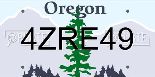 4ZRE49 Oregon License Plate