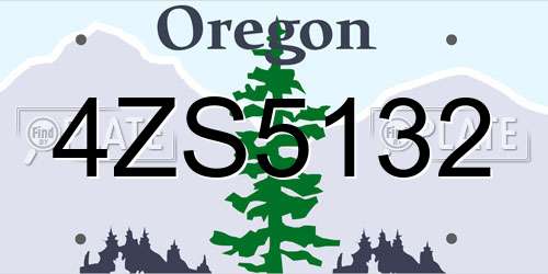 4ZS5132 Oregon License Plate