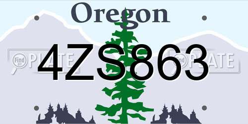 4ZS863 Oregon License Plate