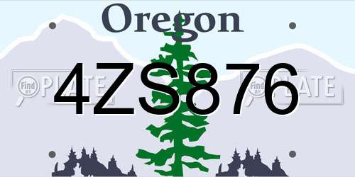 4ZS876 Oregon License Plate