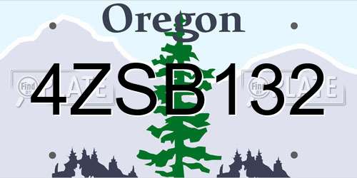 4ZSB132 Oregon License Plate