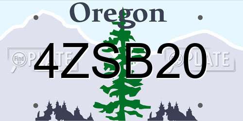 4ZSB20 Oregon License Plate