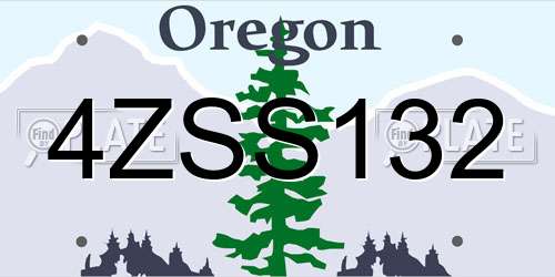 4ZSS132 Oregon License Plate