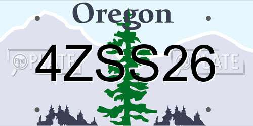 4ZSS26 Oregon License Plate