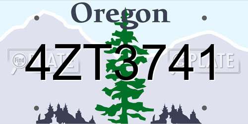 4ZT3741 Oregon License Plate
