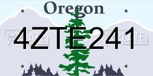 4ZTE241 Oregon License Plate