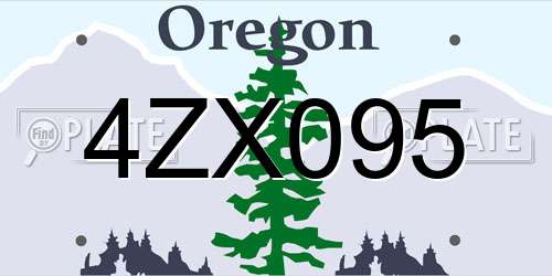 4ZX095 Oregon License Plate