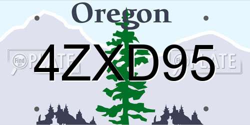 4ZXD95 Oregon License Plate