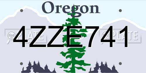 4ZZE741 Oregon License Plate