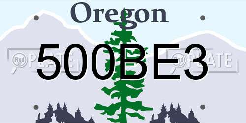 500BE3 Oregon License Plate