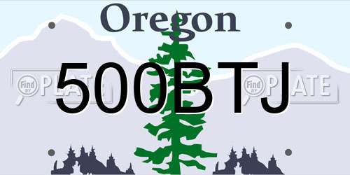 500BTJ Oregon License Plate