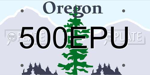 500EPU Oregon License Plate