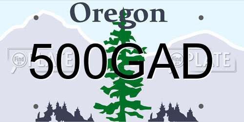 500GAD Oregon License Plate