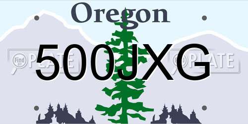 500JXG Oregon License Plate