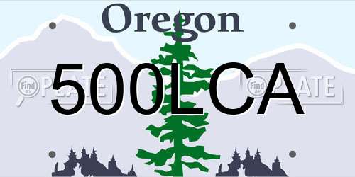 500LCA Oregon License Plate