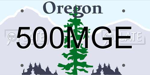 500MGE Oregon License Plate
