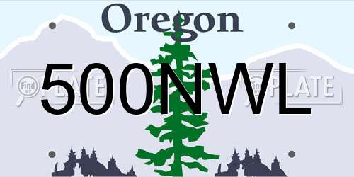 500NWL Oregon License Plate