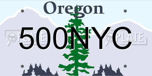 500NYC Oregon License Plate