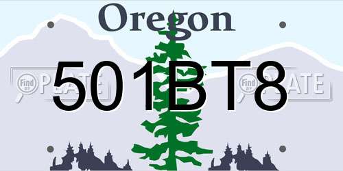 501BT8 Oregon License Plate