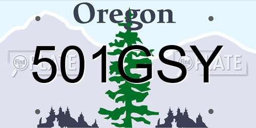 501GSY Oregon License Plate