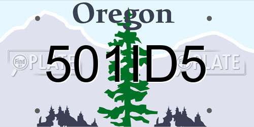 501ID5 Oregon License Plate