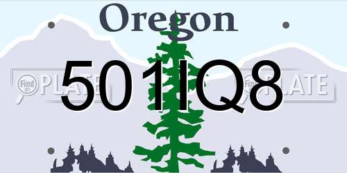 501IQ8 Oregon License Plate