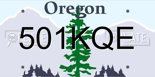 501KQE Oregon License Plate