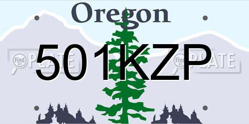 501KZP Oregon License Plate
