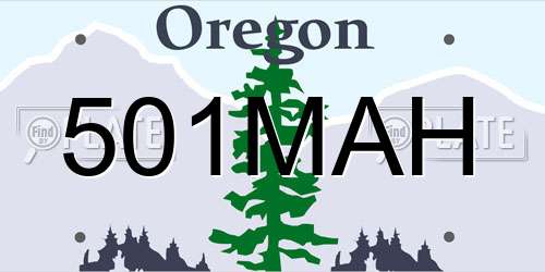 501MAH Oregon License Plate