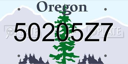 50205Z7 Oregon License Plate