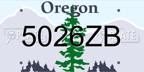 5026ZB Oregon License Plate