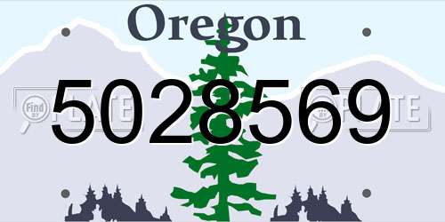 5028569 Oregon License Plate