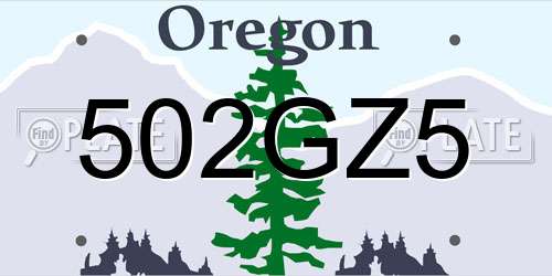 502GZ5 Oregon License Plate