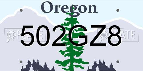 502GZ8 Oregon License Plate