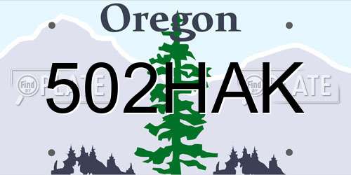 502HAK Oregon License Plate