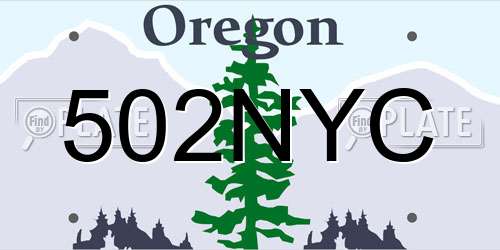 502NYC Oregon License Plate