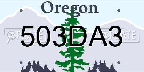 503DA3 Oregon License Plate