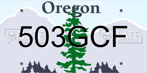 503GCF Oregon License Plate