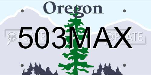 503MAX Oregon License Plate