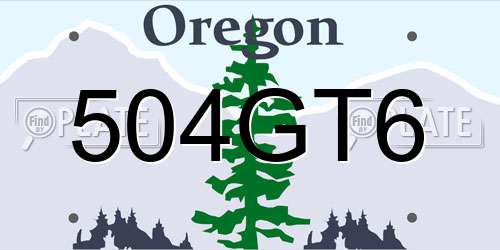 504GT6 Oregon License Plate