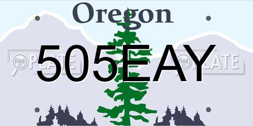 505EAY Oregon License Plate