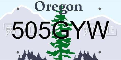 505GYW Oregon License Plate