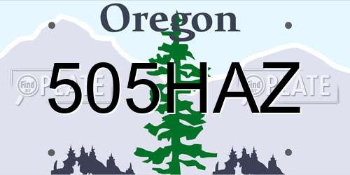 505HAZ Oregon License Plate
